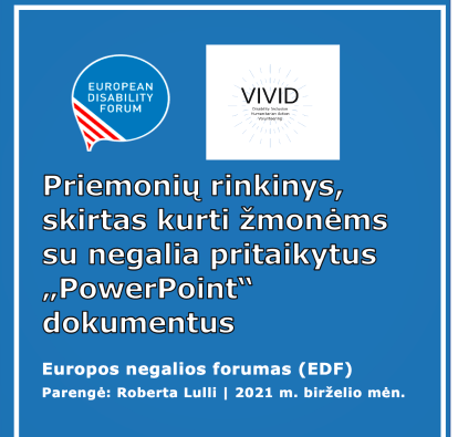 leidinio viršelis: "Priemonių rinkinys, skirtas kurti žmonėms su negalia prieinamus dokumentus